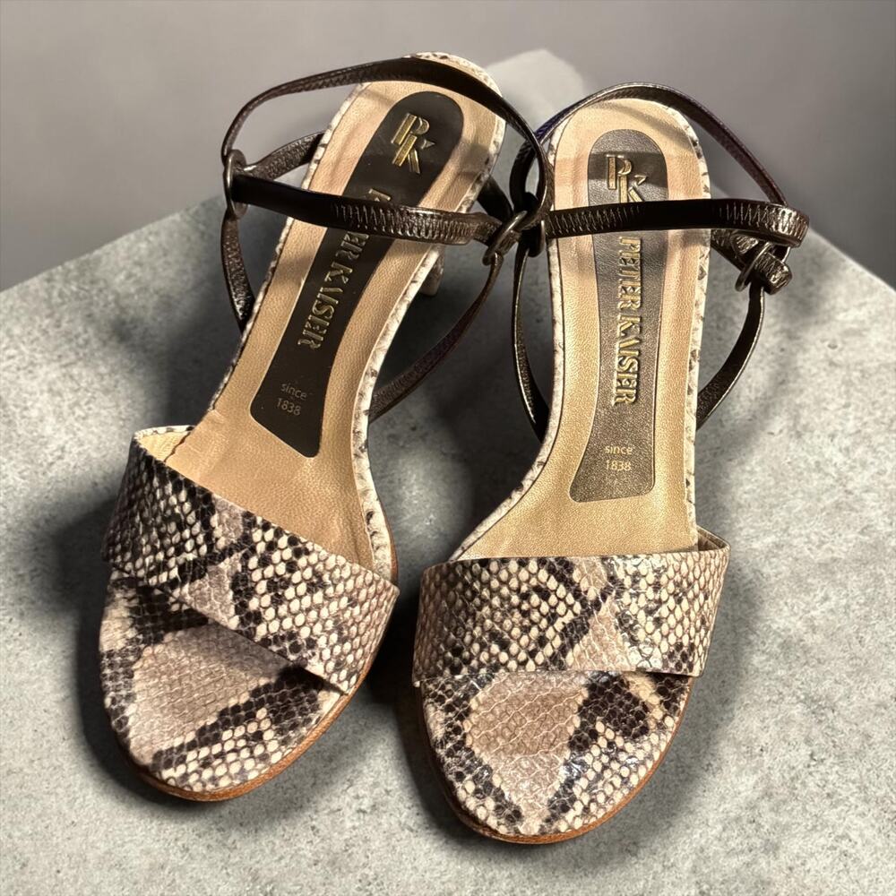 PETER KAISER Peter Kaiser Snake Print Strappy Mid Heel Sandals EUC Leather Sole